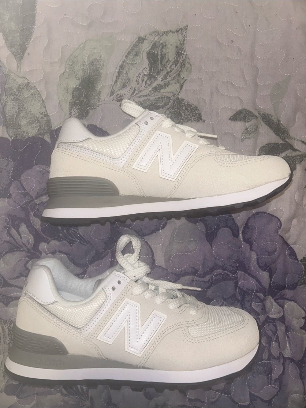 New Balance Cream & White 574 Lifestyle Sneakers